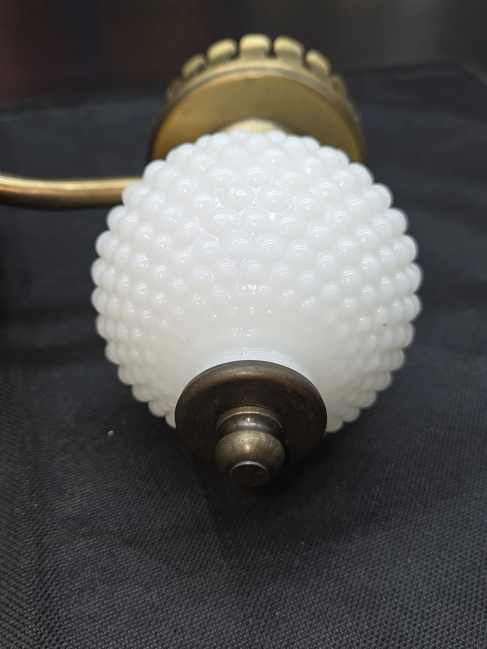 Mid Century Wall Sconce Lamp Milk Glass Hob Nail Shade